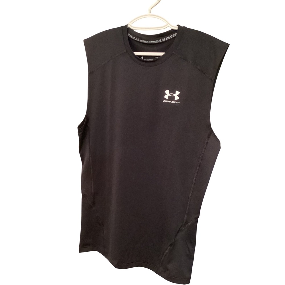 Under Armour Mens HeatGear Compression Sleeveless Shirt Black 1361522 Large NWT